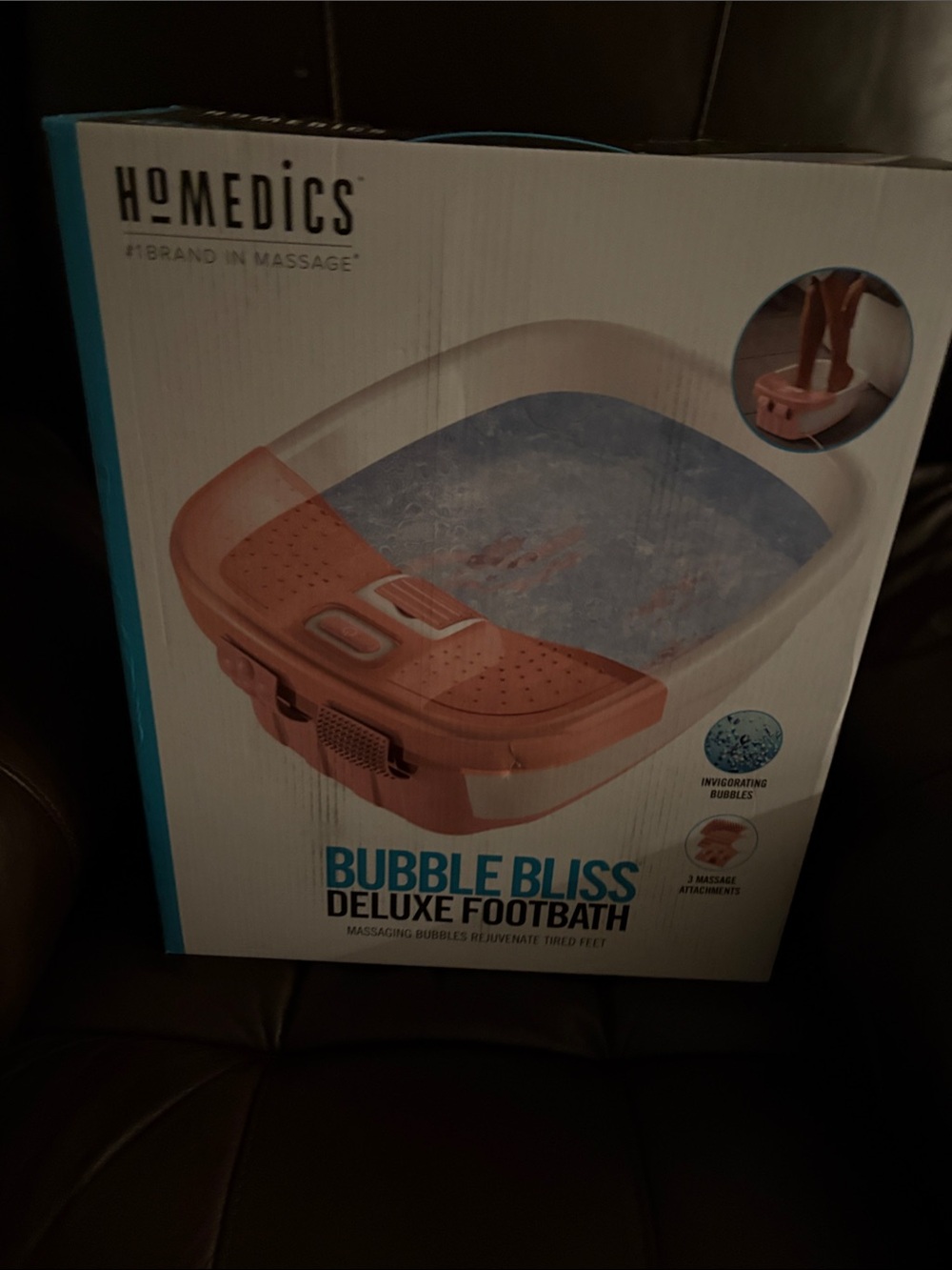 Homedics Bubble Bliss Deluxe Footbath in Coral Pink and White